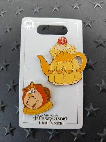 SHDL-Beauty and the Beast Belle Teapot and Cogsworth Teacup