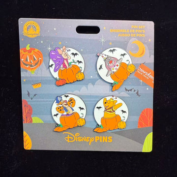 HKDL-2025 Halloween Winnie the Pooh&Friends Pumpking Sprite Pin Set
